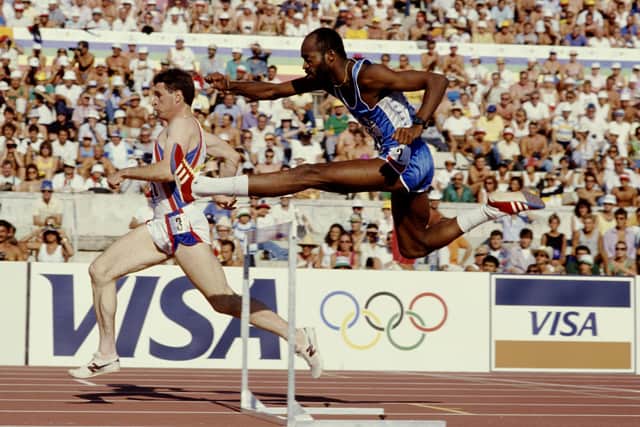 Ed Moses pictured during the IAAF World Athletics Championships in August 1987, Rome. Photo by Tony Duffy/Getty Images.
