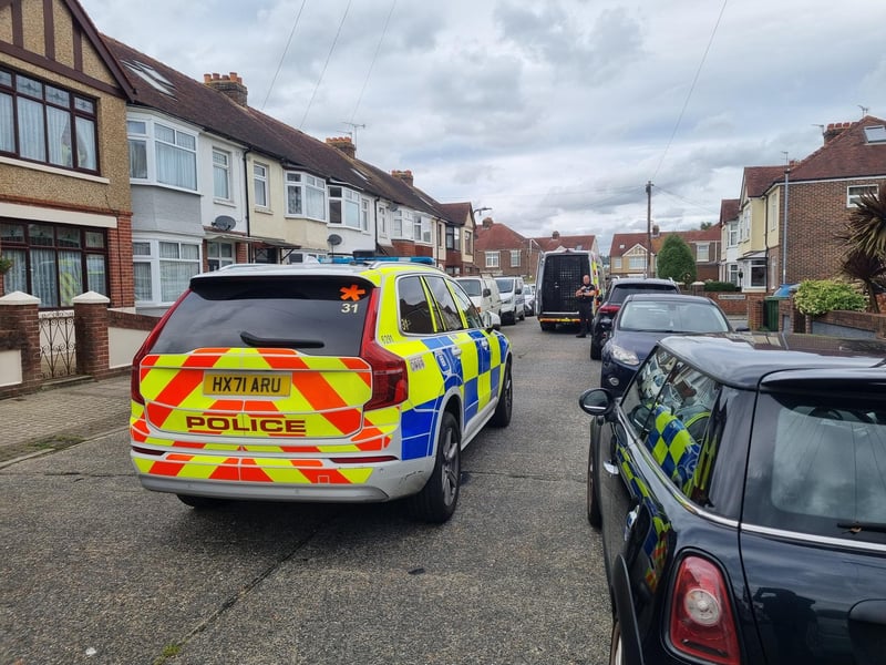 Police chase in Hilsea in which a stolen car crashed and a police car was hit on Sunday September 29