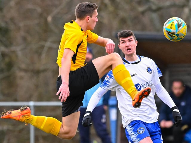 Clanfield striker Dan Penfold, right. Picture by Richard Murray