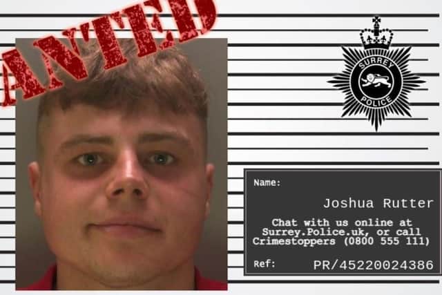 Joshua Rutter police appeal. Picture: Surrey police