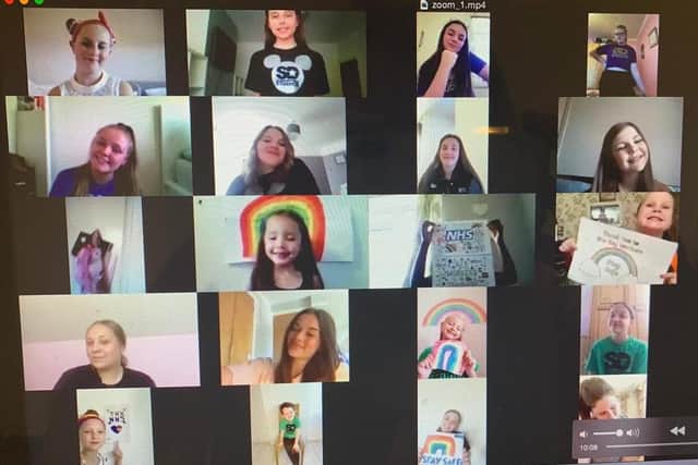 X Factor pop duo Same Difference - made up of siblings Sarah Wilson and Sean Smith - are releasing a charity single called One Life, One Love to raise money for the NHS, featuring students from SD studios in Buckland. Pictured: Children from SD Studios performing their parts of the song