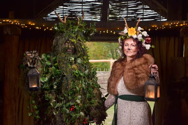 The Deer Queen and Holly King at Butser Ancient Farm. Picture by Rachel Bingham