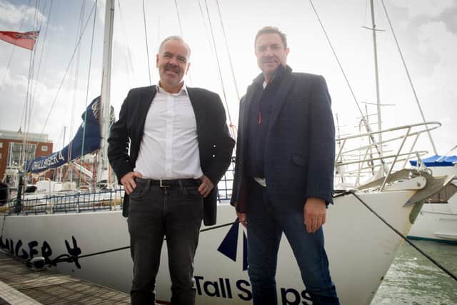 Chief executive officer of the Tall Ships Youth Trust, Richard Leaman, with charity patron. Simon Le Bon.
Picture: Habibur Rahman