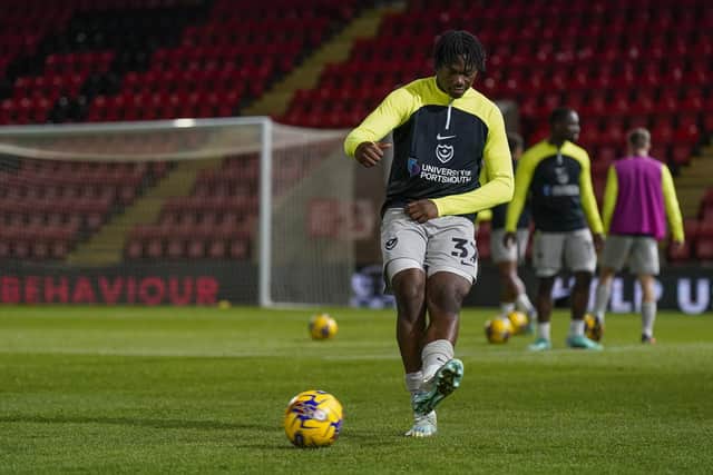 Academy striker Sam Folarin made his Pompey debut in the 2-1 Bristol Street Motors Trophy win over Leyton Orient. Picture: Jason Brown/ProSportsImages