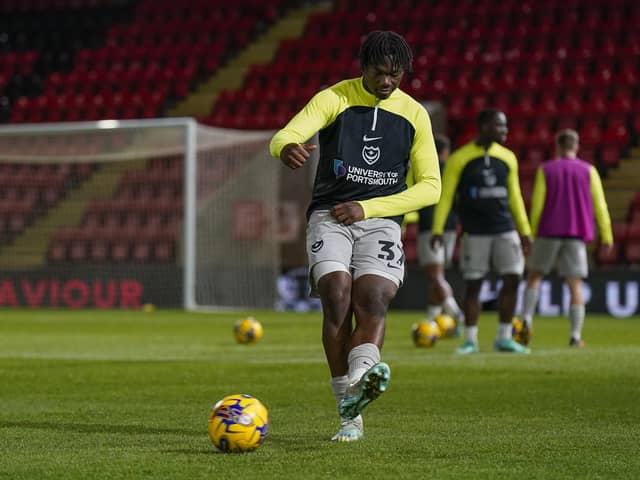 Academy striker Sam Folarin made his Pompey debut in the 2-1 Bristol Street Motors Trophy win over Leyton Orient. Picture: Jason Brown/ProSportsImages