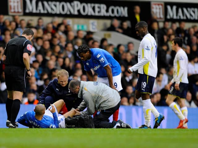 Danny Webber suffered an ACL injury to his right knee at White Hart Lane - 16 days before Pompey's FA Cup semi-final with Spurs. Picture: Allan Hutchings