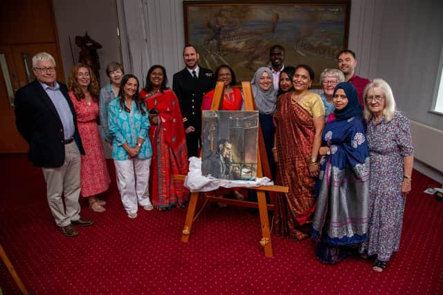 Pictured: Chat Over Chai members with Dominic Tweddle, Director General of the National Museum of the Royal Navy, Graham Kerr, Diversity Inclusion team and Jo Valentine, community producer with one of the exhibits at the museum
Picture: Habibur Rahman