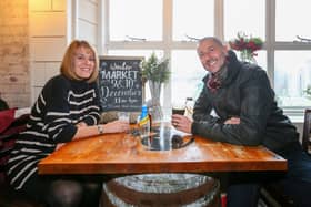 Kate and Terry Stares celebrate Terry's 50th birthday. Powder Monkey Brewery Christmas Market, Priddy's Hard, Gosport
Picture: Chris Moorhouse