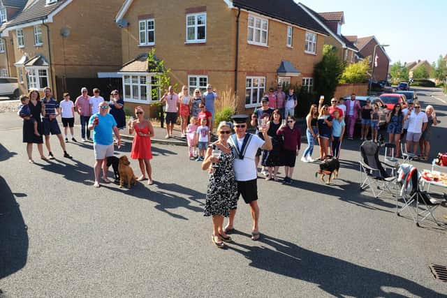 Residents of Magister Drive got together for a social distanced photograph.

Picture: Sarah Standing (080520-8440)