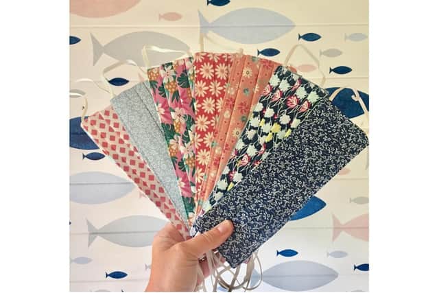 Jo Melton, from Stubbington, runs The Seaside Sew and has been creating face masks during lockdown to raise £500 for Mind mental health charity. Pictured: A selection of Jo's handmade masks