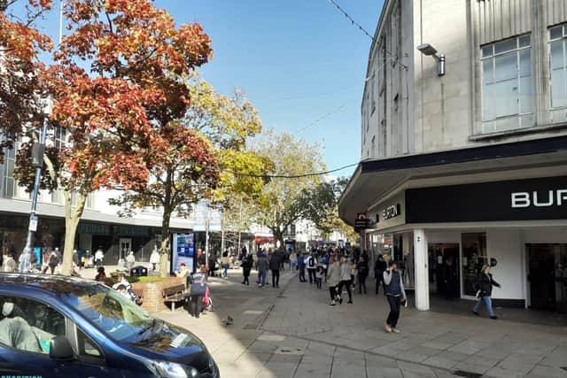 Busy with Christmas shoppers - Commercial Road, two days before lockdown.