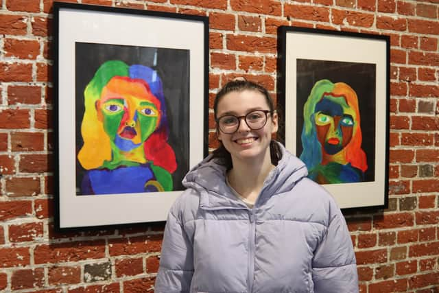 Morgan Pople with her artwork, which was inspired by emotions and colour psychology.