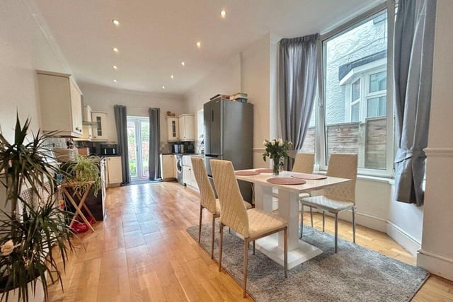 The listing says: "Ground floor accommodation comprises a 14ft living room and a 22ft kitchen/dining room. The first floor consists of three bedrooms and a family bathroom. Added benefits include gas central heating, double glazing throughout and a fully-enclosed, west-facing rear garden."