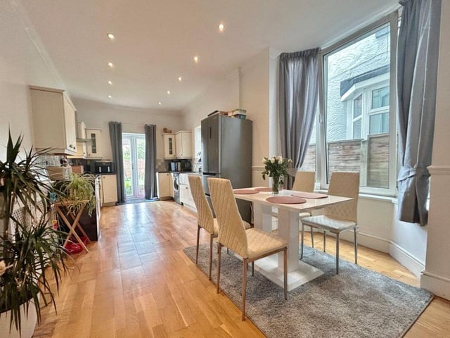 The listing says: "Ground floor accommodation comprises a 14ft living room and a 22ft kitchen/dining room. The first floor consists of three bedrooms and a family bathroom. Added benefits include gas central heating, double glazing throughout and a fully-enclosed, west-facing rear garden."