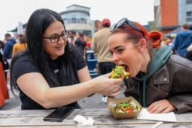 Charyle Mercer, left, and Emily Brett. British Street Food awards at Gunwharf Quays, Portsmouth Picture: Chris  Moorhouse (080624-17)