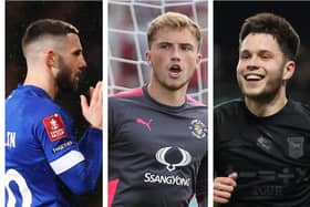 From left: Former Pompey players Conor Chaplin, Harry Isted, and George Hirst.