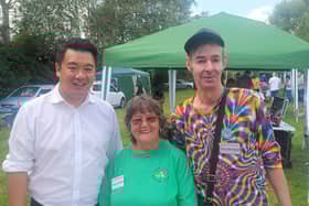 Alan Mak MP with fun day organiser Dee Tupper and one of her volunteers