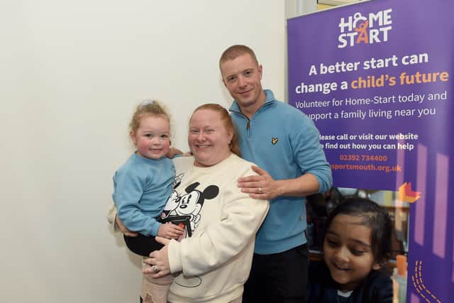 Home Start Portsmouth are celebrating their 30th anniversary in November 2022. 
Pictured is: Lauren Forward (29) from Portsmouth with her husband William (30) and their daughter Layla (3).

Picture: Sarah Standing (171022-4749)