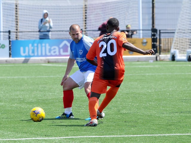 A charity football match between Pompey Charity Squad v FC Global Kickers took place on bank holiday Monday, May 27, 2024, at the John Jenkins Stadium in Portsmouth, with profits going to Pompey in the Community and Global Family.Picture: Sarah Standing