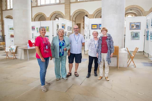 Commitee members, Sue Jones, Irene Strange, Peter Coote, Pauline Fleming and Eileen Brookes at the Art exhibition at Portsmouth Cathedral.Picture: Habibur Rahman