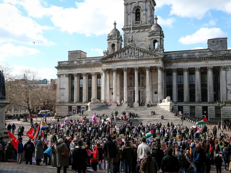 Hundreds of protestors attended on each side. Picture: Chris Moorhouse (150325-091)