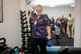 Mayor of Havant Rosy Raines enjoys a little exercise after opening the new Horizon Wellbeing Hub at Meridian Shopping Centre, Havant. Picture: Habibur Rahman