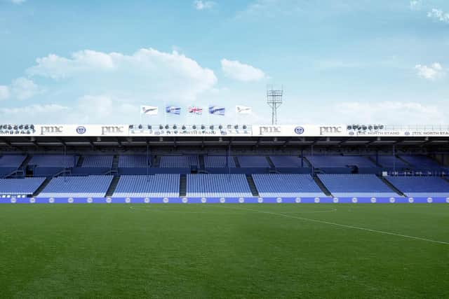 An artist's impression of how the completed ne North Stand will look.   Picture: Portsmouth FC