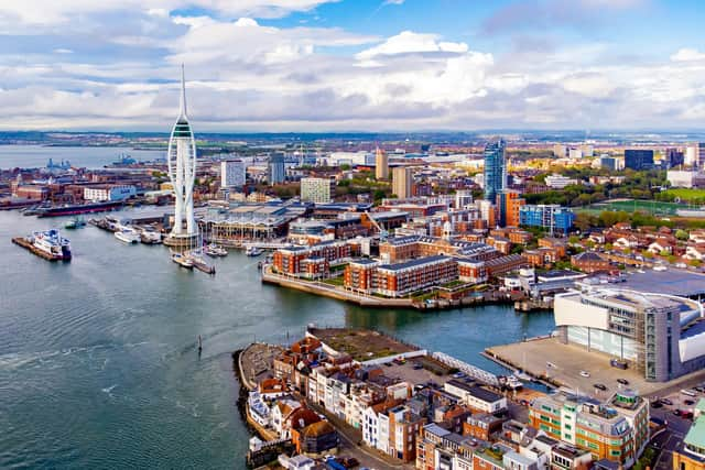 Aerial view of Gunwharf Quays