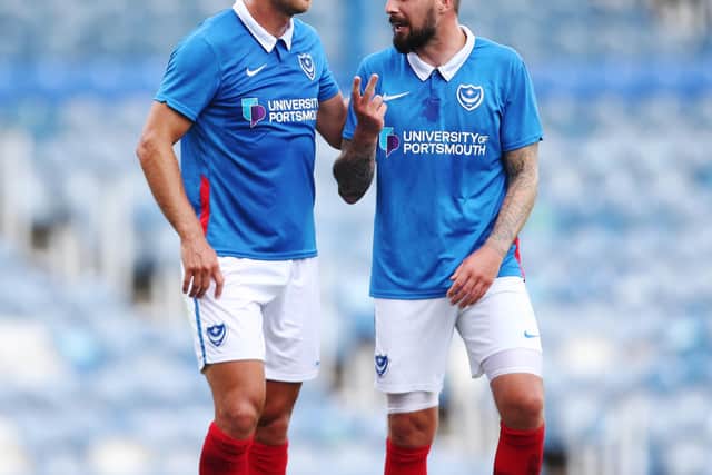 Pompey team-mates  Lee Brown and Kieron Freeman