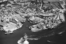 Aerial view of Old Portsmouth in the 1990s