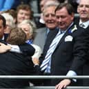 Harry Redknapp embraces owner Sacha Gaydamak following Pompey's FA Cup final triumph in May 2008, with chief executive Peter Storrie looking on. Picture: Nick Potts