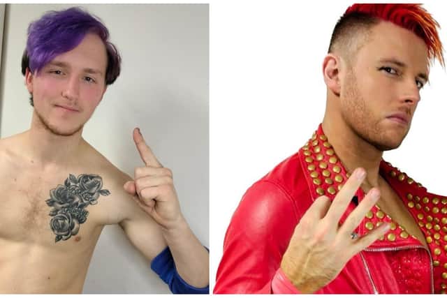 Billy Whizz, left, takes on Kelly Sixx in a Portsmouth v Southampton wrestling derby at Cowplain