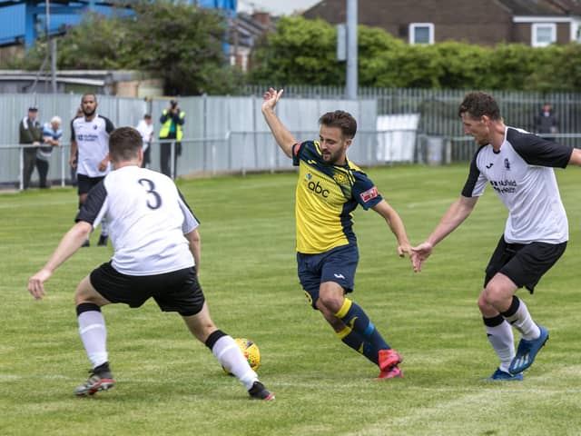 Dec Seiden netted twice as Moneyfields drew 5-5 at Shaftesbury in the Wessex League Cup. Picture: Mike Cooter