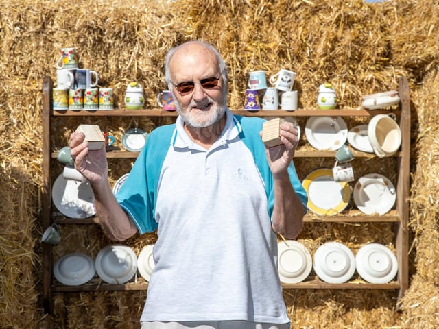 The Denmead Horticultural Society held their 73rd Village Show on saturday afternoon, with various live music acts, Punch & Judy, food and entertainment for all the family.
Pictured - Bill Morgan of the Crockery Smash
Photos by Alex Shute