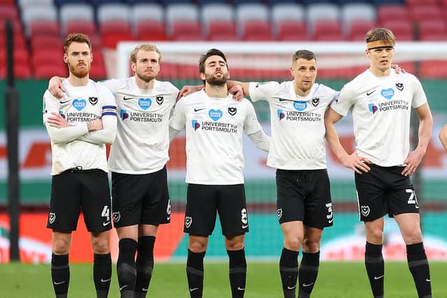 Pompey lost the rearranged 2019-20 Papa John's Trophy to Salford on penalties.  Picture:  Bryn Lennon/Getty Images