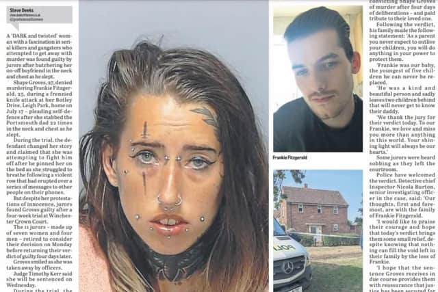 The News article after Shaye Groves was found guilty