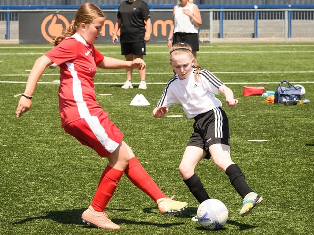 Girls' football action from the Havant & Waterlooville Summer Tournament. Picture: Keith Woodland (030621-73)