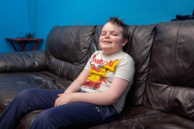 Alex Hoare has a very rare incurable genetic disease called Neurofibromatosis type 2

Pictured: Alex Hoare 10 at his home

Picture: Habibur Rahman