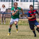 James Franklyn, left, made his first appearance for Moneyfields since early February in the pre-season friendly win at Paulsgrove. Picture: Mike Cooter