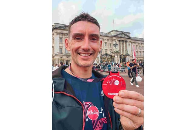 Ally Jones, from Southsea is running four races in four months, including the Great South Run, to raise money for family friend Rosie Duncalfe, who has Rett syndrome.
Ally is pictured with his medal after finishing the first of the four, the Vitality London 10K on September 24, 2023.