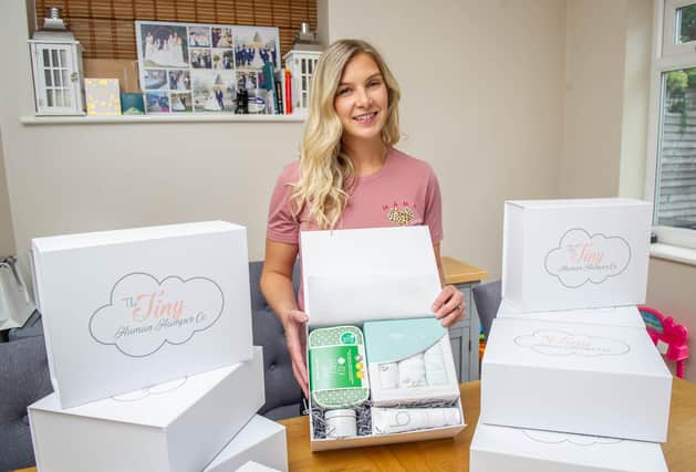 Holly Battle is a stay at home mum of 2 young children in Horndean and she decided to start up a practical hamper business, creating unique & useful hampers for bump, birth, baby & beyond. Picture: Habibur Rahman