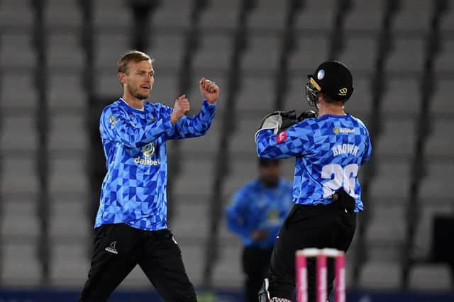 Danny Briggs, left, has been recalled by England after an absence of over seven years. Photo by Alex Davidson/Getty Images.