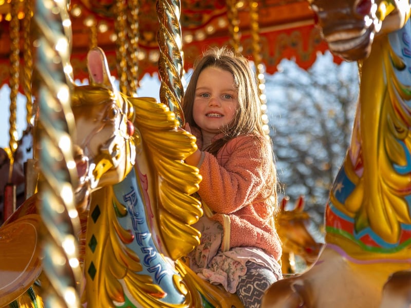 Pictured - Ella-Rae Townsend, five, enjoying the merry-go-round.