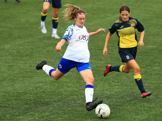 Hawks' Niamh Buxton and Jocie Dunmore of Moneyfields. Picture by Dave Haines