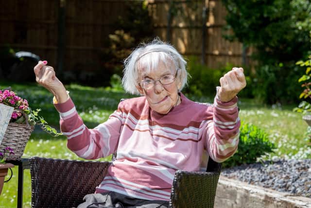 Doreen Beaven celebrates her 104th birthday at Wimborne Care Home, Hayling Island. Picture: Habibur Rahman