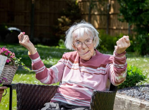 Doreen Beaven celebrates her 104th birthday at Wimborne Care Home, Hayling Island. Picture: Habibur Rahman