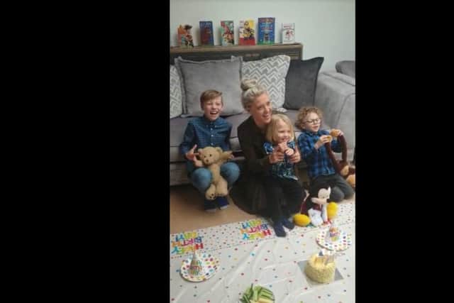 Sherri Croft with Charlie, and his two brothers, Riley, 10, and Jack, aged five.