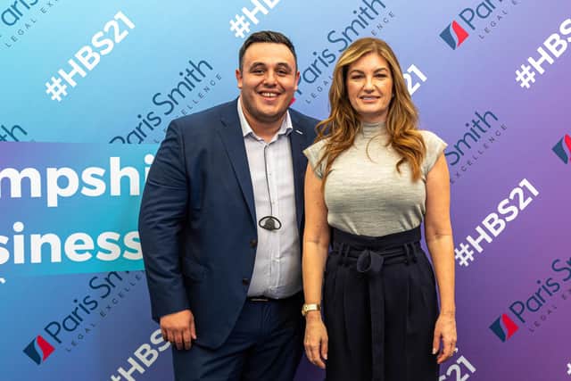 Josh Mitchell, founder of Hampshire Business Show, alongside Karren Brady, best known for appearing on The Apprentice.