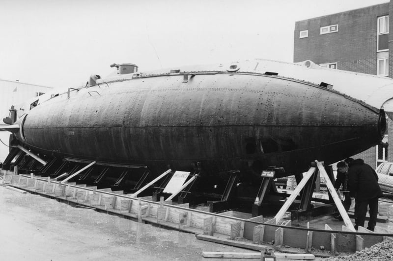 The Royal Navy's first submarine Holland 1 which is to undergo rennovation at the Submarine Museum at Gosport, 1995. The News PP4863