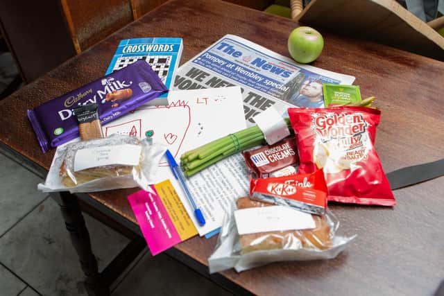Some of the packages ready Friday 12 March 2021 outside The Lady Hamilton, The Hard, Portsmouth.

Picture: Habibur Rahman